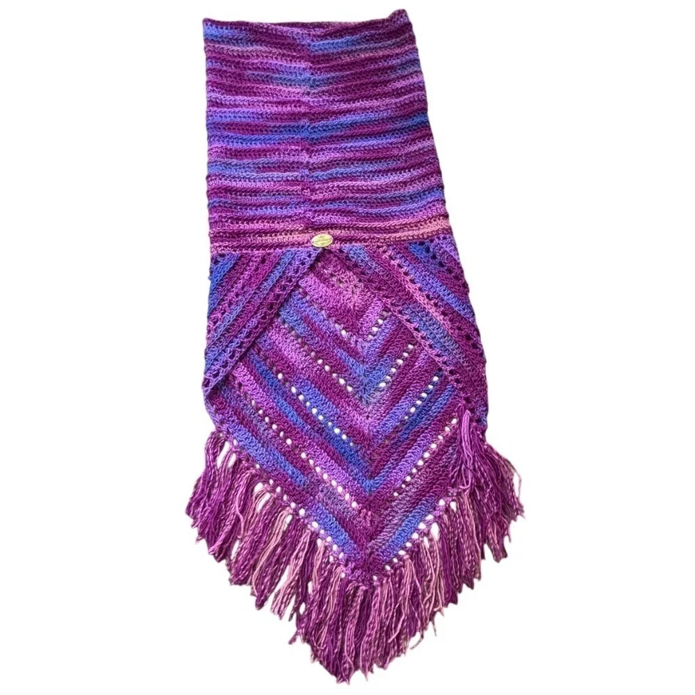 Handcrafted Crochet Hooded Cowl Scarf With Fringe New Handmade by Seller Knit